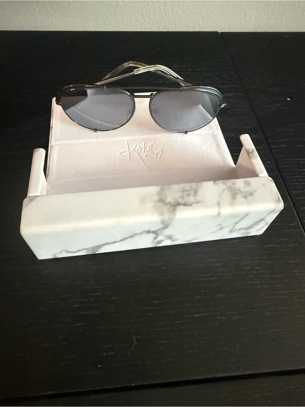 Diff x Khloe Eyewear Silver Aviator Sunglasses with Gray Lenses